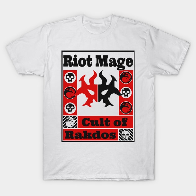 Cult of Rakdos | Riot Mage | MTG Ravnica Guild Black & Red on White Design T-Shirt by ChristophZombie